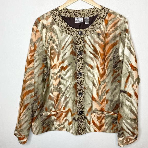 Chico's Jackets & Blazers - Chico’s Animal Print Jacket Tiger Leopard Button Front Size XL